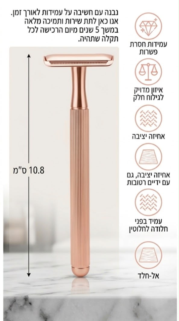 סכין גילוח בטיחותית- רב פעמי מנירוסטה לגילוח מושלם {כולל 10 להבים חלופיים}